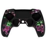 PlayVital Pure Series Sin Source Pink & Green Dockable Model Anti-Slip Silicone Cover Skin with 6 Thumb Grip Caps for ps5 Controller Fits with Charging Station - EKPFL003