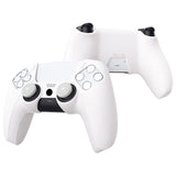 PlayVital Pure Series Dockable Model Anti-Slip Silicone Cover Skin for ps5 Controller, Soft Rubber Grip Case for ps5 Wireless Controller Fits with Charging Station with 6 Thumb Grip Caps - White - EKPFP002
