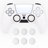 PlayVital Pure Series Dockable Model Anti-Slip Silicone Cover Skin for ps5 Controller, Soft Rubber Grip Case for ps5 Wireless Controller Fits with Charging Station with 6 Thumb Grip Caps - White - EKPFP002