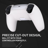 PlayVital Pure Series Dockable Model Anti-Slip Silicone Cover Skin for ps5 Controller, Soft Rubber Grip Case for ps5 Wireless Controller Fits with Charging Station with 6 Thumb Grip Caps - White - EKPFP002