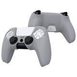 PlayVital Pure Series Ergonomic Anti-Slip Silicone Cover Skin for PS5 Controller, Soft Rubber Grip Case for PS5 Wireless Controller Fits with Charging Station with 6 Thumb Grip Caps - Gray - EKPFP009