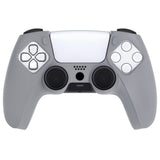 PlayVital Pure Series Ergonomic Anti-Slip Silicone Cover Skin for PS5 Controller, Soft Rubber Grip Case for PS5 Wireless Controller Fits with Charging Station with 6 Thumb Grip Caps - Gray - EKPFP009