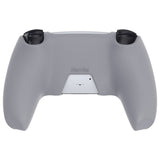 PlayVital Pure Series Ergonomic Anti-Slip Silicone Cover Skin for PS5 Controller, Soft Rubber Grip Case for PS5 Wireless Controller Fits with Charging Station with 6 Thumb Grip Caps - Gray - EKPFP009