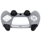 PlayVital Pure Series Ergonomic Anti-Slip Silicone Cover Skin for PS5 Controller, Soft Rubber Grip Case for PS5 Wireless Controller Fits with Charging Station with 6 Thumb Grip Caps - Gray - EKPFP009