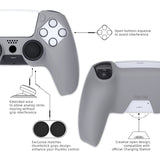 PlayVital Pure Series Ergonomic Anti-Slip Silicone Cover Skin for PS5 Controller, Soft Rubber Grip Case for PS5 Wireless Controller Fits with Charging Station with 6 Thumb Grip Caps - Gray - EKPFP009