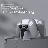 PlayVital Pure Series Ergonomic Anti-Slip Silicone Cover Skin for PS5 Controller, Soft Rubber Grip Case for PS5 Wireless Controller Fits with Charging Station with 6 Thumb Grip Caps - Gray - EKPFP009