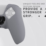 PlayVital Pure Series Ergonomic Anti-Slip Silicone Cover Skin for PS5 Controller, Soft Rubber Grip Case for PS5 Wireless Controller Fits with Charging Station with 6 Thumb Grip Caps - Gray - EKPFP009