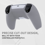PlayVital Pure Series Ergonomic Anti-Slip Silicone Cover Skin for PS5 Controller, Soft Rubber Grip Case for PS5 Wireless Controller Fits with Charging Station with 6 Thumb Grip Caps - Gray - EKPFP009