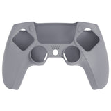 PlayVital Pure Series Ergonomic Anti-Slip Silicone Cover Skin for PS5 Controller, Soft Rubber Grip Case for PS5 Wireless Controller Fits with Charging Station with 6 Thumb Grip Caps - Gray - EKPFP009