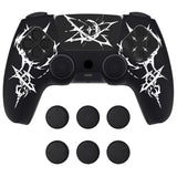 PlayVital Design for PS5 Controller Skin Cover Fit with Charging Station - Anti-Slip Silicone Controller Grip Case for PS5 with 6 Thumb Grip & Sticker, Pure Series Dockable Model - Carving Energy Rift - EKPFL010