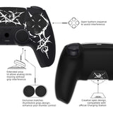 PlayVital Design for PS5 Controller Skin Cover Fit with Charging Station - Anti-Slip Silicone Controller Grip Case for PS5 with 6 Thumb Grip & Sticker, Pure Series Dockable Model - Carving Energy Rift - EKPFL010
