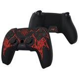 PlayVital Design for PS5 Controller Skin Cover Fit with Charging Station - Anti-Slip Silicone Controller Grip Case for PS5 with 6 Thumb Grip & Sticker, Pure Series Dockable Model - Wings Sigil Red - EKPFL008