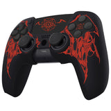 PlayVital Design for PS5 Controller Skin Cover Fit with Charging Station - Anti-Slip Silicone Controller Grip Case for PS5 with 6 Thumb Grip & Sticker, Pure Series Dockable Model - Wings Sigil Red - EKPFL008