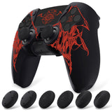 PlayVital Design for PS5 Controller Skin Cover Fit with Charging Station - Anti-Slip Silicone Controller Grip Case for PS5 with 6 Thumb Grip & Sticker, Pure Series Dockable Model - Wings Sigil Red - EKPFL008