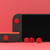 PlayVital QUANTUM Pro Ergonomic Thumbstick Grips for Nintendo Switch 2, Joystick Caps Thumb Grip for Joycon 2 - with 3 Height Convex and Concave - Diamond Grain & Crack Bomb Design - Passion Red - WWYNTM033