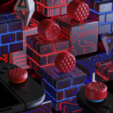 PlayVital QUANTUM Pro Ergonomic Thumbstick Grips for Nintendo Switch 2, Joystick Caps Thumb Grip for Joycon 2 - with 3 Height Convex and Concave - Diamond Grain & Crack Bomb Design - Passion Red - WWYNTM033