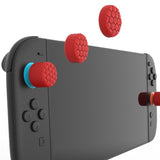 PlayVital QUANTUM Pro Ergonomic Thumbstick Grips for Nintendo Switch 2, Joystick Caps Thumb Grip for Joycon 2 - with 3 Height Convex and Concave - Diamond Grain & Crack Bomb Design - Passion Red - WWYNTM033