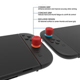 PlayVital QUANTUM Pro Ergonomic Thumbstick Grips for Nintendo Switch 2, Joystick Caps Thumb Grip for Joycon 2 - with 3 Height Convex and Concave - Diamond Grain & Crack Bomb Design - Passion Red - WWYNTM033