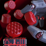 PlayVital QUANTUM Pro Ergonomic Thumbstick Grips for Nintendo Switch 2, Joystick Caps Thumb Grip for Joycon 2 - with 3 Height Convex and Concave - Diamond Grain & Crack Bomb Design - Passion Red - WWYNTM033