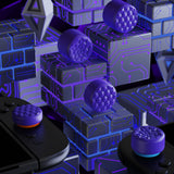 PlayVital QUANTUM Pro Ergonomic Thumbstick Grips for Nintendo Switch 2, Joystick Caps Thumb Grip for Joycon 2 - with 3 Height Convex and Concave - Diamond Grain & Crack Bomb Design - Purple - WWYNTM032
