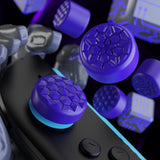 PlayVital QUANTUM Pro Ergonomic Thumbstick Grips for Nintendo Switch 2, Joystick Caps Thumb Grip for Joycon 2 - with 3 Height Convex and Concave - Diamond Grain & Crack Bomb Design - Purple - WWYNTM032