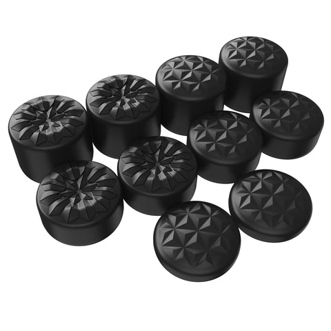 PlayVital 10 Pcs Ergonomic Thumbstick Grips for ps5, for ps4, QUANTUM Universal Pro Thumb Grip Caps for Xbox Series X/S, Xbox One/Elite Series 2, Switch Pro - with 3 Height Convex and Concave - Black - PJM2049