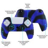 PlayVital Blue & Black Raging Warrior Edition Controller Protective Case Cover for PS5, Anti-slip Rubber Protector for PS5 Wireless Controller, Soft Silicone Skin for PS5 Controller with Thumbstick Cap - KZPF006