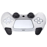 PlayVital Clear White Raging Warrior Edition Controller Protective Case Cover for PS5, Anti-slip Rubber Protector for PS5 Wireless Controller, Soft Silicone Skin for PS5 Controller with Thumbstick Cap - KZPF005
