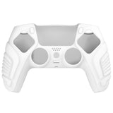 PlayVital White Raging Warrior Edition Controller Protective Case Cover for PS5, Anti-slip Rubber Protector for PS5 Wireless Controller, Soft Silicone Skin for PS5 Controller with Thumbstick Cap - KZPF002