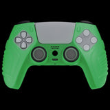 PlayVital Raging Warrior Edition Glow in Dark - Green Controller Protective Case Cover for PS5, Anti-slip Rubber Protector for PS5 Wireless Controller, Soft Silicone Skin for PS5 Controller with Thumbstick Cap - KZPF008