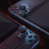 PlayVital Raindrop Texture Thumb Grips for Steam Deck LCD & OLED (4-Pack), Thumb Cushion Caps with Anti-Slip Texture, Height-Boost Joystick Cover for Steam Deck Accessories, for PS Portal Remote Player -  Black - YFSDM056