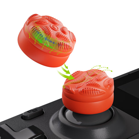 PlayVital Raindrop Texture Thumb Grips for Steam Deck LCD & OLED (4-Pack), Thumb Cushion Caps with Anti-Slip Texture, Height-Boost Joystick Cover for Steam Deck Accessories, for PS Portal Remote Player - Orange - YFSDM057