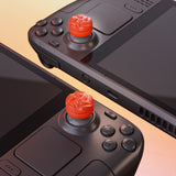 PlayVital Raindrop Texture Thumb Grips for Steam Deck LCD & OLED (4-Pack), Thumb Cushion Caps with Anti-Slip Texture, Height-Boost Joystick Cover for Steam Deck Accessories, for PS Portal Remote Player - Orange - YFSDM057