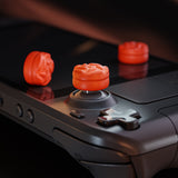 PlayVital Raindrop Texture Thumb Grips for Steam Deck LCD & OLED (4-Pack), Thumb Cushion Caps with Anti-Slip Texture, Height-Boost Joystick Cover for Steam Deck Accessories, for PS Portal Remote Player - Orange - YFSDM057