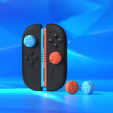 PlayVital for Switch 2 Thumbs Cushion Caps Thumb Grips (4-Pack), Silicone Joystick Grip Cover for Nintendo Switch 2 Joycon, Anti-Slip Raindrop Texture Design - Blue & Orange - WWYNTM055