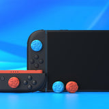 PlayVital for Switch 2 Thumbs Cushion Caps Thumb Grips (4-Pack), Silicone Joystick Grip Cover for Nintendo Switch 2 Joycon, Anti-Slip Raindrop Texture Design - Blue & Orange - WWYNTM055