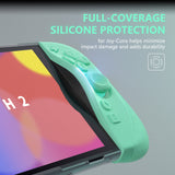 PlayVital Ranger Dockable Silicone Grip Case with Hard Shell Cover for Nintendo Switch 2 - Protective Full-Body Cover with Extra Adjustable Stand & Thumb Grips  - Soft Violet & Mint Green - YZCNTM004