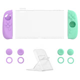 PlayVital Ranger Dockable Silicone Grip Case with Hard Shell Cover for Nintendo Switch 2 - Protective Full-Body Cover with Extra Adjustable Stand & Thumb Grips  - Soft Violet & Mint Green - YZCNTM004