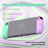 PlayVital Ranger Dockable Silicone Grip Case with Hard Shell Cover for Nintendo Switch 2 - Protective Full-Body Cover with Extra Adjustable Stand & Thumb Grips  - Soft Violet & Mint Green - YZCNTM004