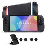 PlayVital Ranger Dockable Silicone Grip Case with Hard Shell Cover for Nintendo Switch 2 - Protective Full-Body Cover with Extra Adjustable Stand & Thumb Grips  - Black - YZCNTM001