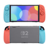 PlayVital Ranger Dockable Silicone Grip Case with Hard Shell Cover for Nintendo Switch 2 - Protective Full-Body Cover with Extra Adjustable Stand & Thumb Grips  - Clear White - YZCNTM003