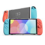 PlayVital Ranger Dockable Silicone Grip Case with Hard Shell Cover for Nintendo Switch 2 - Protective Full-Body Cover with Extra Adjustable Stand & Thumb Grips  - Clear White - YZCNTM003