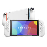 PlayVital Ranger Dockable Silicone Grip Case with Hard Shell Cover for Nintendo Switch 2 - Protective Full-Body Cover with Extra Adjustable Stand & Thumb Grips  - White - YZCNTM002