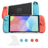 PlayVital Ranger Dockable Silicone Grip Case with Hard Shell Cover for Nintendo Switch 2 - Protective Full-Body Cover with Extra Adjustable Stand & Thumb Grips  - Clear White - YZCNTM003