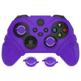PlayVital Silicone Controller Cover for Xbox Series X/S with Thumbstick Cap & Sticker- Runes Edition Anti-Slip Grip Skin, Shockproof Protector for Xbox Core Wireless Controller - Purple - HUAX3P003