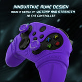 PlayVital Silicone Controller Cover for Xbox Series X/S with Thumbstick Cap & Sticker- Runes Edition Anti-Slip Grip Skin, Shockproof Protector for Xbox Core Wireless Controller - Purple - HUAX3P003