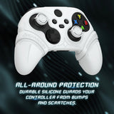 PlayVital Silicone Controller Cover for Xbox Series X/S with Thumbstick Cap & Sticker- Runes Edition Anti-Slip Grip Skin, Shockproof Protector for Xbox Core Wireless Controller - White - HUAX3P002