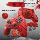 PlayVital for Nintendo Switch 2 Pro Controller Skin Cover – Samurai Armor Edition Silicone Case for Switch 2 Pro Controller with Back Button Caps & Thumb Grip & Sticker, Shockproof  - Red - JHSPTP003