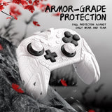 PlayVital for Nintendo Switch 2 Pro Controller Skin Cover – Samurai Armor Edition Silicone Case for Switch 2 Pro Controller with Back Button Caps & Thumb Grip & Sticker, Shockproof  - White - JHSPTP002