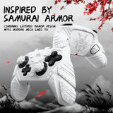 PlayVital for Nintendo Switch 2 Pro Controller Skin Cover – Samurai Armor Edition Silicone Case for Switch 2 Pro Controller with Back Button Caps & Thumb Grip & Sticker, Shockproof  - White - JHSPTP002